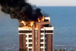 ویدویی دلخراش از سقوط مرگبار یک شهروند در حین فرار از آتش / ۱۸+